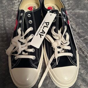 NWT Unisex Comme des Garçons PLAY Black Converse Low Top Sneakers Size 11 M 13 W